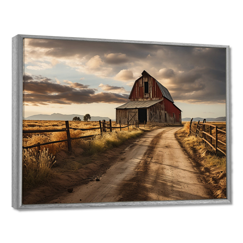 «Bentlei Barns Rustic Charm II», art mural granges, H 12 po x l 20 po x P 1 po, Encadrement argenté