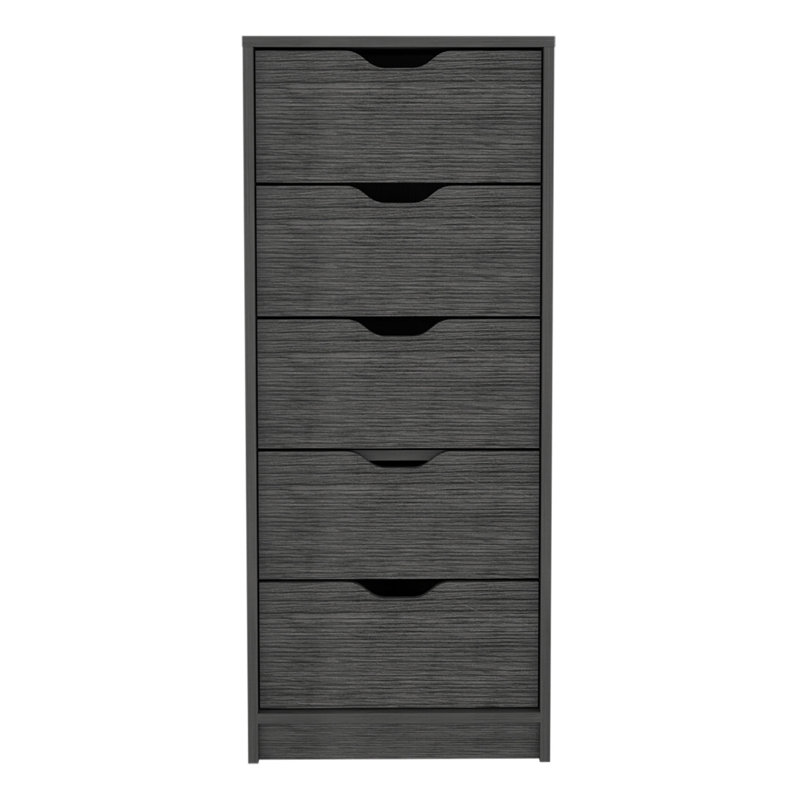 Commode haute 5 tiroirs Basilea, système coulissant, Brun