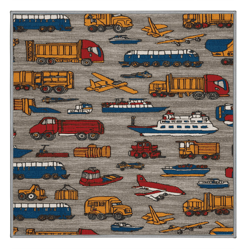 Tapis de transport gris lavable à la machine, Carré 5 pi