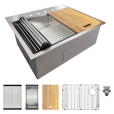 Évier de cuisine de cuisine encastré en acier inoxydable de calibre 18 de 27 po X 22 po Transolide