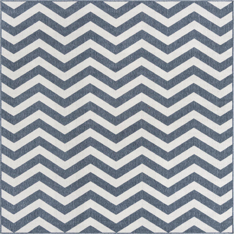 Tapis d'extérieur Ayton de couleur bleu marine, Carré 7 pi 10 po