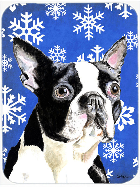 Planche à découper en verre "the vacances allée terrier boston" Ashlynn, Bleu / Blanc