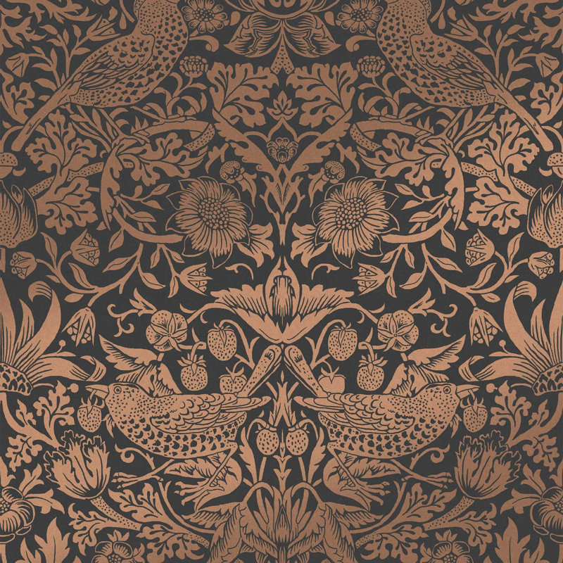 William Morris At Home Strawberry Thief Floral Wallpaper, Blue