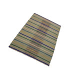 Tapis rayé bleu sarcelle en laine noué à la main 5 pi 7 po x 7 pi 11 po Denman