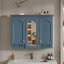Armoire de rangement murale à miroir avec tablettes réglables-384864340
