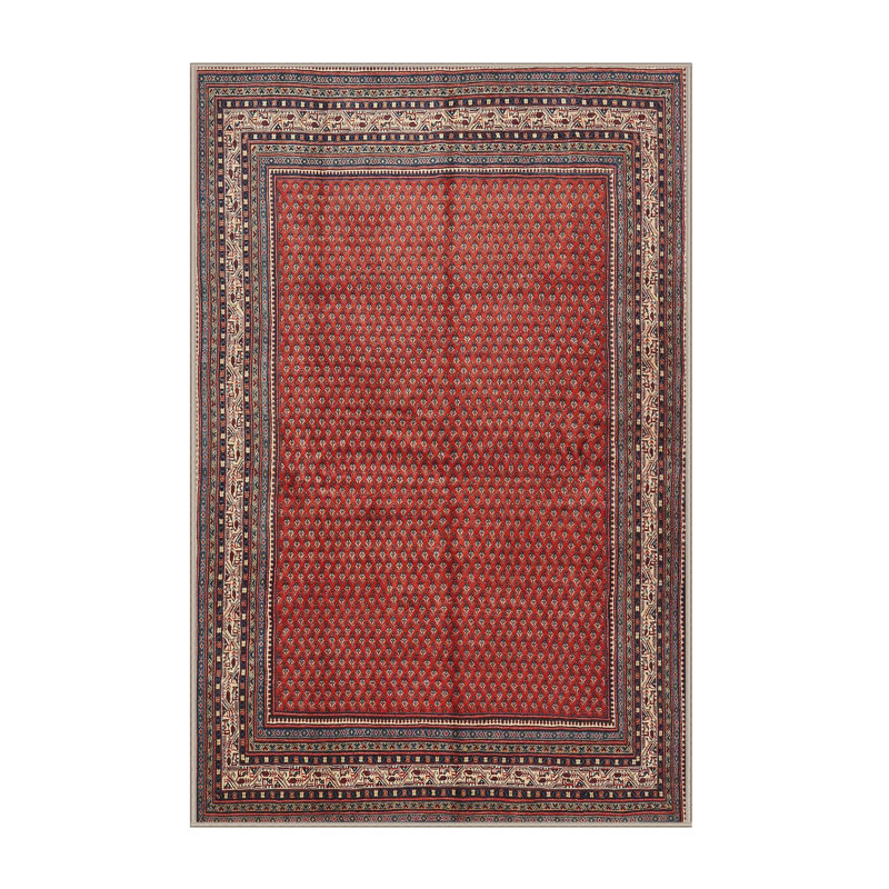 Tapis traditionnel rouge / beige, Rectangle 5 pi x 7 pi