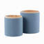 Ensemble de repose-pieds gigogne contemporain en tissu bleu et bois naturel-90201526