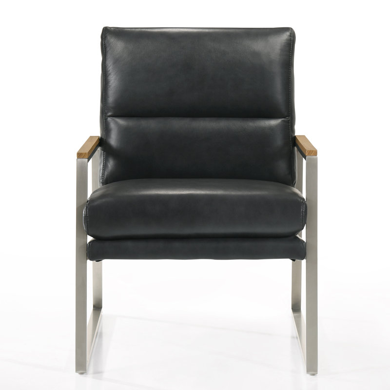 Fauteuil en cuir G 24,6 po Alexandro, Cuir véritable noir