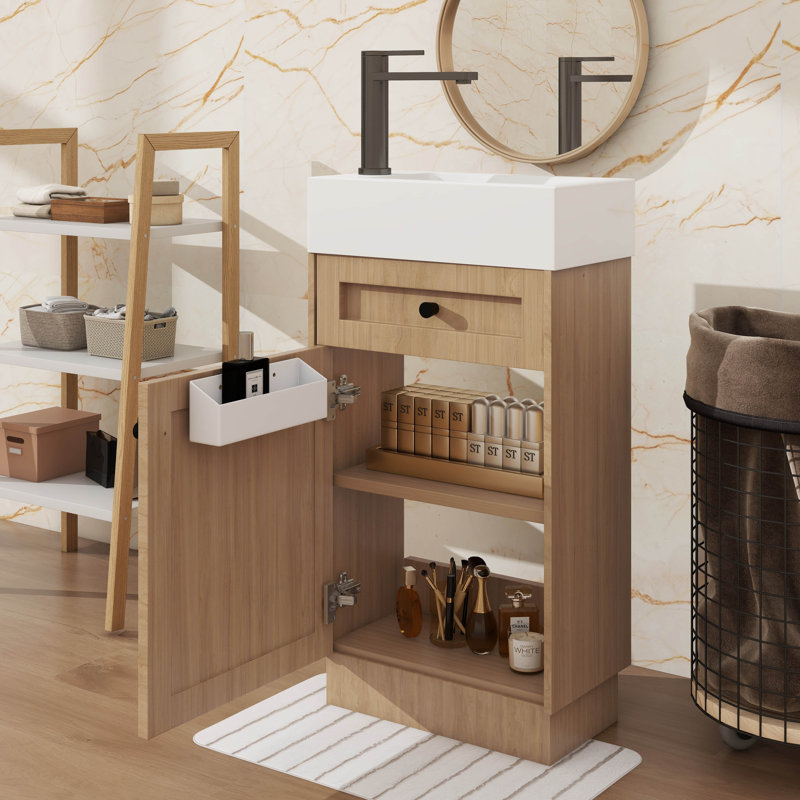 Ensemble de meuble-lavabo polyvalent de 18,5 po avec lavabo réversible en résine et tablette réglable