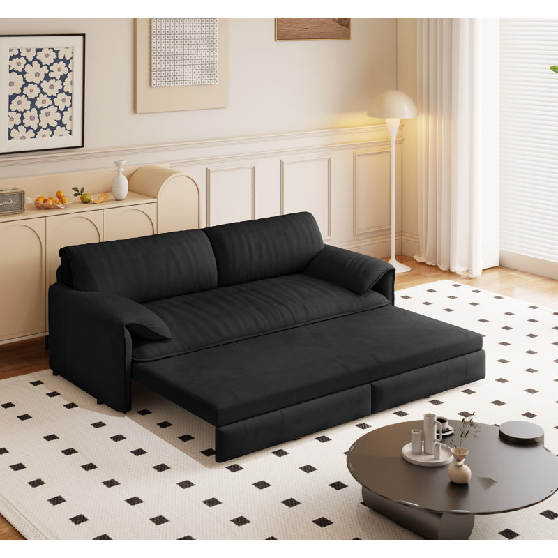 3-in-1 Convertible Sofa Bed Queen Size, Pull Out Sleeper Sofa with Adjustable Backrest, Modern Convertible Couch for Living Room, Apartment & Small Space