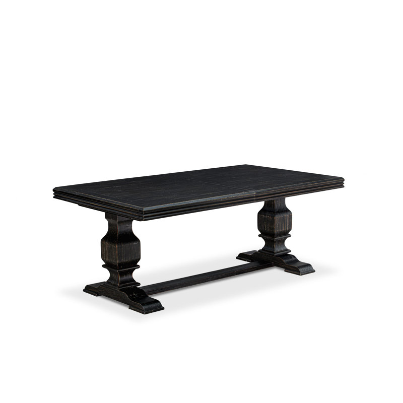 Une table de salle à manger en bois avec plateau rectangulaire amovible - Noir sablage, H 30 po x L 92 po x l 42 po