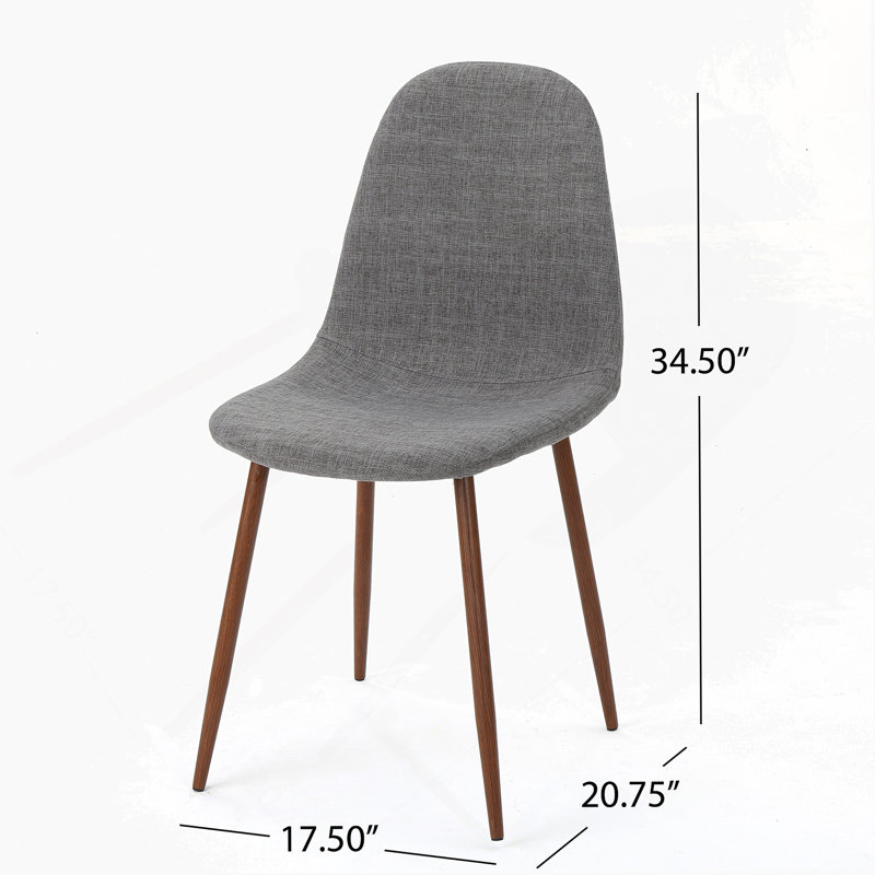 Ensemble de 2 chaises de salle à manger rembourrées en tissu Mid-Century moderne gris clair et noyer foncé