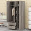 Élégante armoire à miroir à 3 portes, équipée de 2 tiroirs et d'une armoire de rangement supérieure-129045535