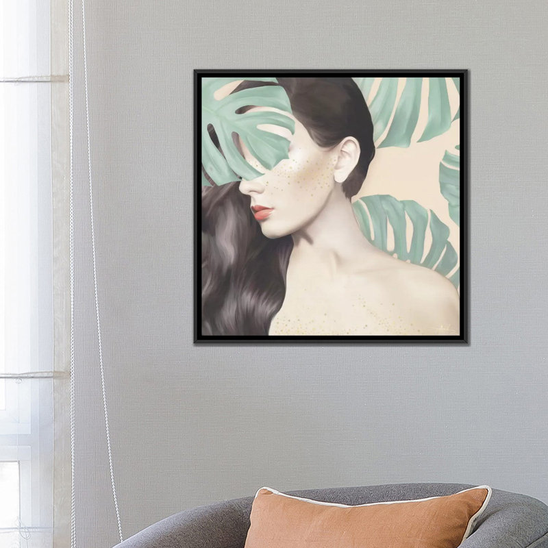 «Monstera Suara», impression sur toile, H 18 po x l 18 po x P 1,5 po, Toile avec cadre flottant noir, Pas de tapis