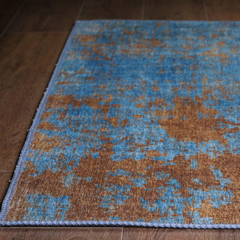 Tapis luxueux lavable à la machine, 4,9 x 7,5 pieds, 100% polyester, 1850 g / m², hauteur des poils: 0,2 pouce | Envers écologique en polyester recyclé | Parfait pour le salon et la chambre à coucher, conception douce et durable