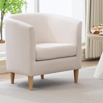 Fauteuil d'appoint Cottle Barrel avec pieds en bois, chaises de salon modernes et confortables avec accoudoirs