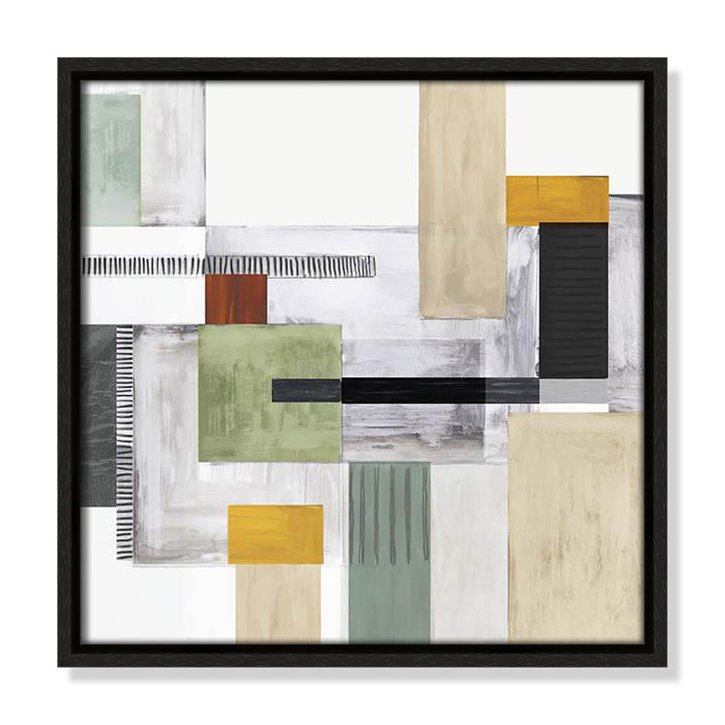 " Playful Blocks ", 13.5" H x 13.5" W x 2" D, Espresso Floater Framed