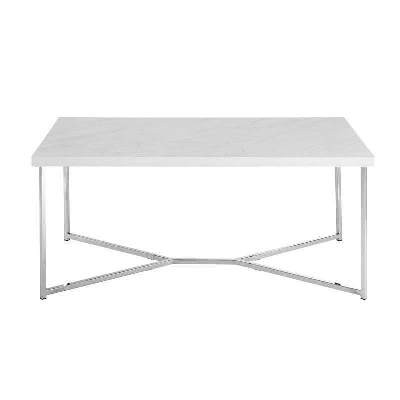 Allie Frame Coffee Table, Chrome, White