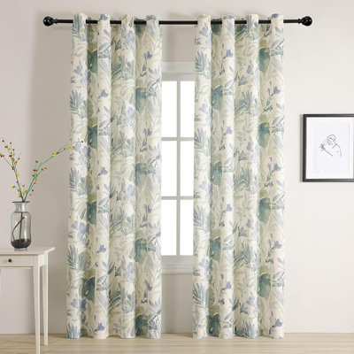 Curtains Light Filtering Privacy Protect Drapes For Living Room Bedroom Flower Printing Window Treatment Grommet 2 Panels