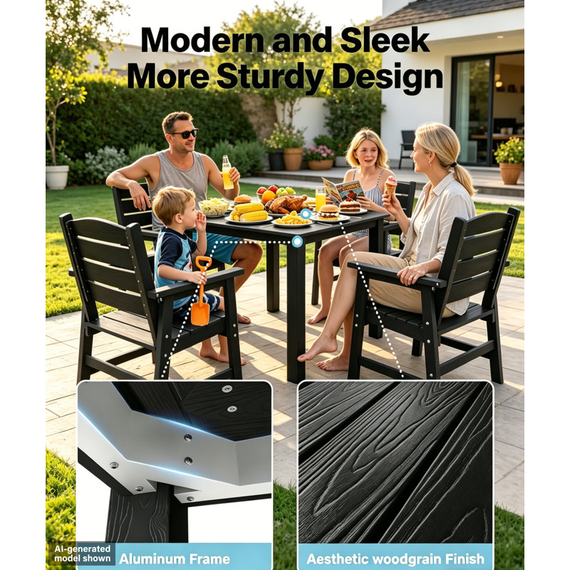 Ensembles repas d'extérieur toutes saisons - Ensembles repas d'extérieur modernes résistants à la rouille pour terrasse de jardin 4 tables et 8 chaises