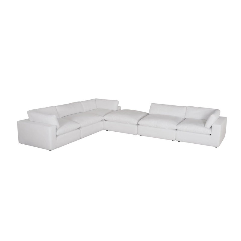 Canapé modulaire de coin avec repose-pieds Danziel, Mélange de polyester blanc
