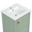 Meuble-lavabo de 20 po avec lavabo en céramique, pieds en bois massif, armoire de rangement autoportante, tiroirs et portes à fermeture en douceur, vert, meubles-lavabos