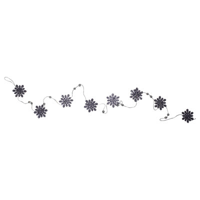 5' Blue Snowflake and Beaded Christmas Garland
