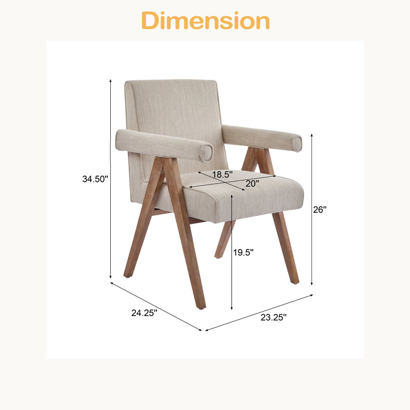 Fauteuil de salle à manger en tissu, Beige