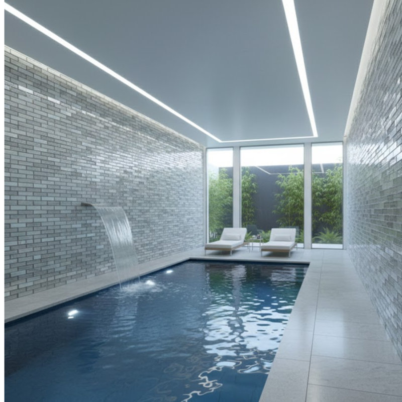Carreau de mosaïque en verre 1 po x 4 po, gris