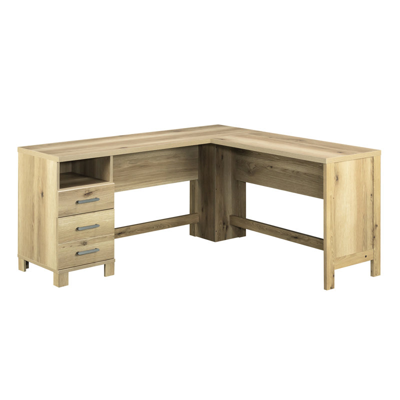 L-Shaped Desk, Brown Finish