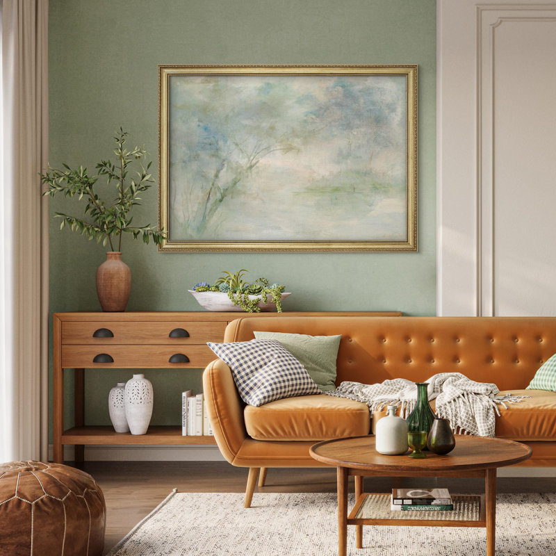 Subtil pastel, paysage, paysage abstrait abstrait, impressionnisme, décoration murale encadrée or, Non