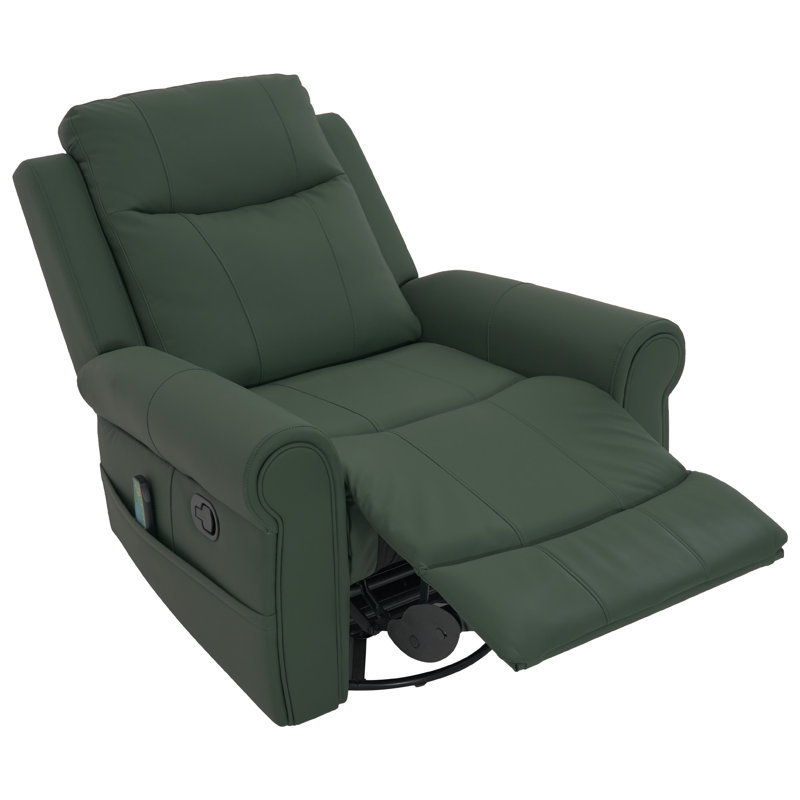 Becklin PU Leather Swivel Rocker Recliner with Massage, Heating & Dual Positions, Green