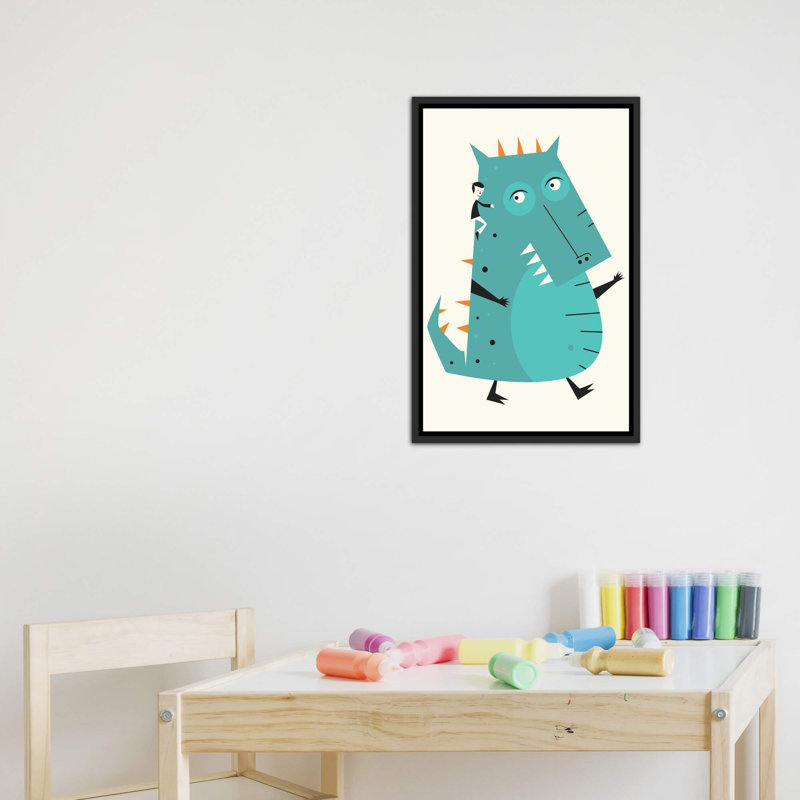 Monstre III - Imprimé, Pas de tapis, Toile avec cadre noir patiné, H 26 po x l 18 po x 1,5 po