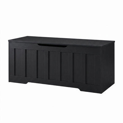 Banc de rangement avec charnières de sécurité à ressorts à gaz, très grand repose-pieds en bois avec coffre à jouets, banc à chaussures pour le hall d'entrée avec rangement caché pour chambre à coucher, salon