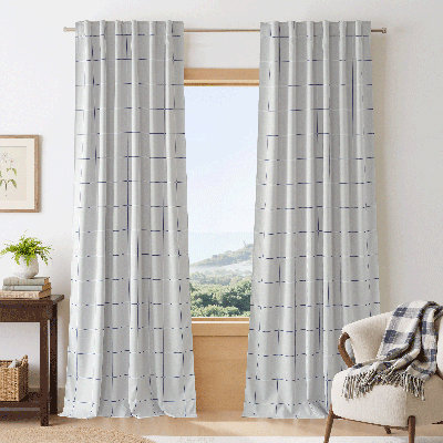  100% Blackout Plaid Curtains for Bedroom, Rod Pocket & Back Tab Brighton Windowpane Pattern Window Treatments for Living Room, 2 Panels