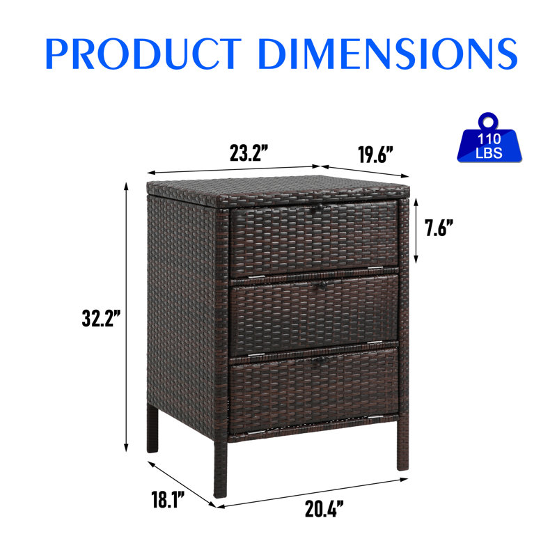 Sarter Rectangular Wicker Outdoor Side Table