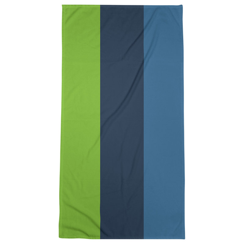 Cotton Blend Lightweight Bath Towel, Green/Midnight Blue/Blue