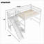 Lit mezzanine double blanc avec escalier de rangement, glissade et lumière DEL intégrée