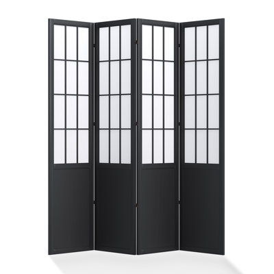 4-Panel Japanese Style Room Divider, Black