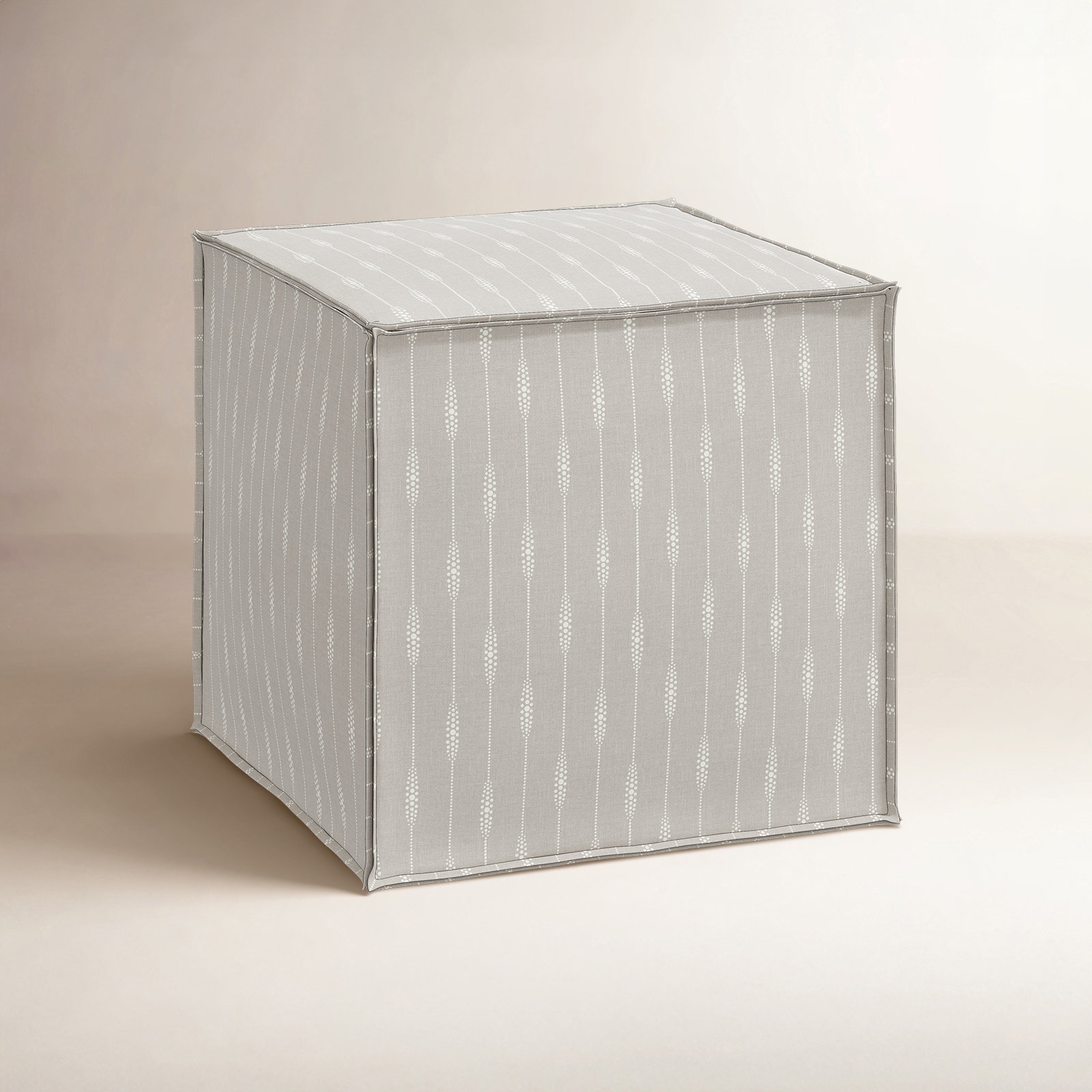 Esmerelda Upholstered Ottoman, Sprint Stripe Grey