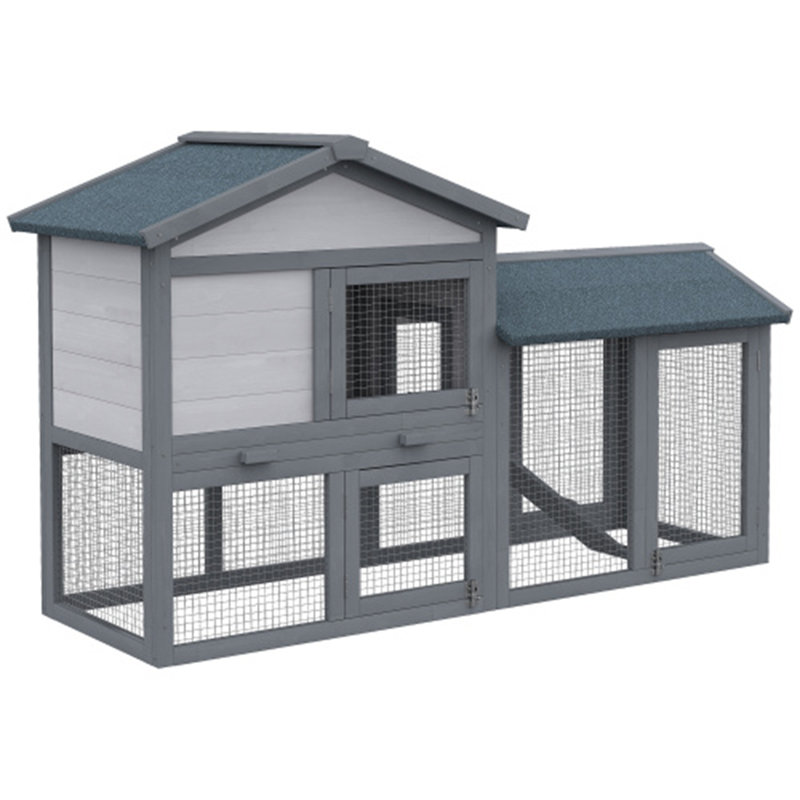 Rabbit Hutch, Gray, 33" H x 21.3" W x 57.8" D