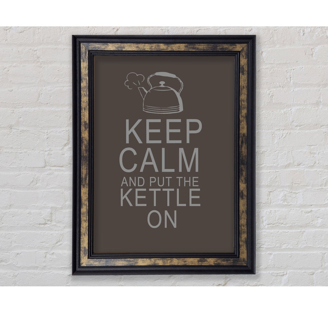 Zitat aus der Küche: "Keep Calm And Put The Kettle On Vivid Pink - Single Picture Frame Art Prints