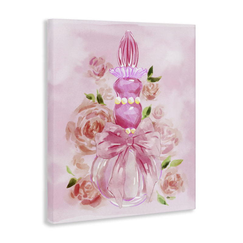 Joli parfum rose et toile de roses, design par Ziwei Li, H 20 po x l 16 po