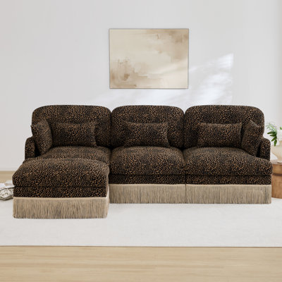 Canapé en L 100 po Chenille Modern