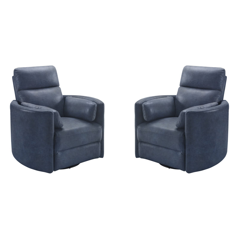 Ensemble de deux fauteuils inclinables et pivotants, Vintage Navy Top Grain Leather