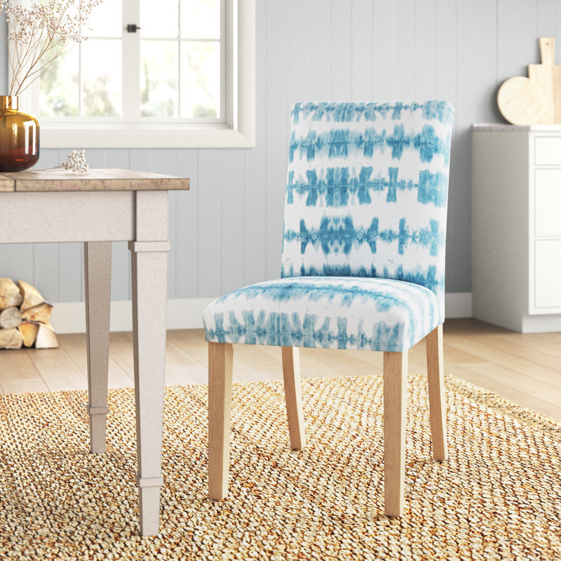 Chaise parsons en coton Sylva, Bois foncé naturel, Sauge Cleo