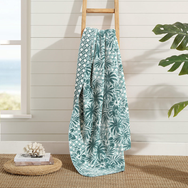 Lanikai Fronds Throw Blanket, Green 