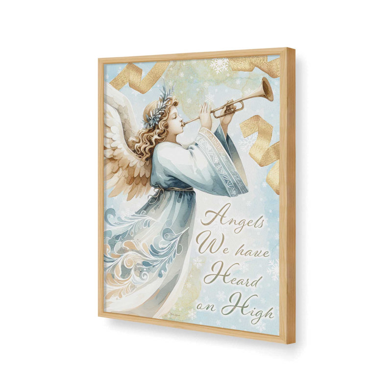 «Angels We Have Heard on High» par Nicole DeCamp, reproduction d'art, L 12 po x H 16 po, Tanné, Impression encadrée