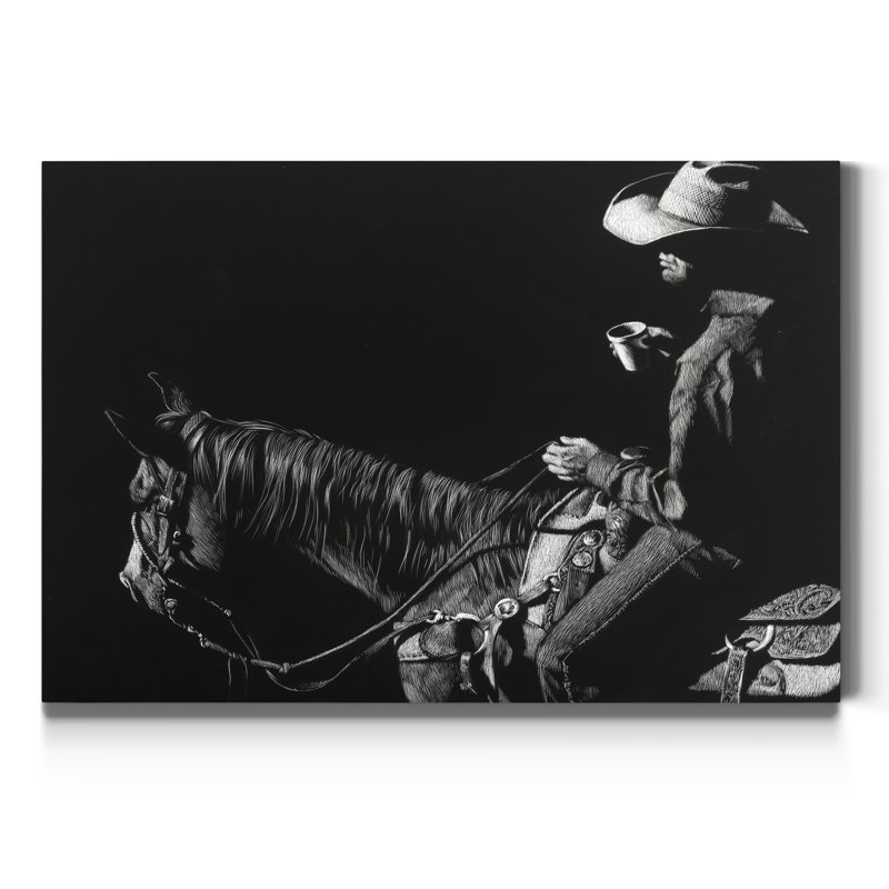Cowboy scratchboard I-impression d’art graphique sur toile, H 12 po x l 18 po x P 1,5 po