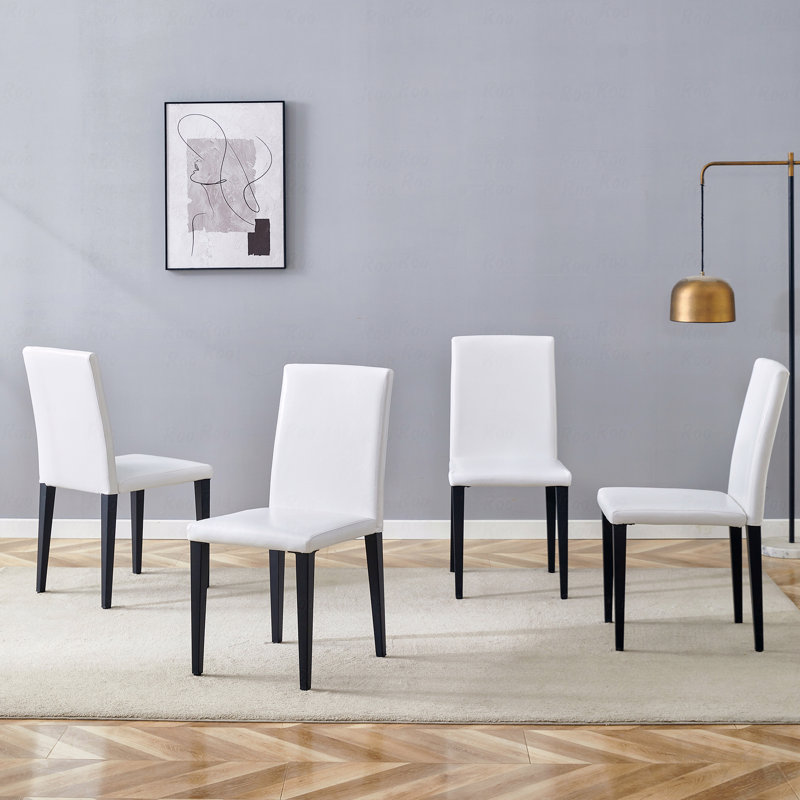 Ensemble de 4 chaises de salle à manger: hauteur 35,4 po, dossier ergonomique 18,5 po, siège éponge 17 po x 16 po, 4, Blanc